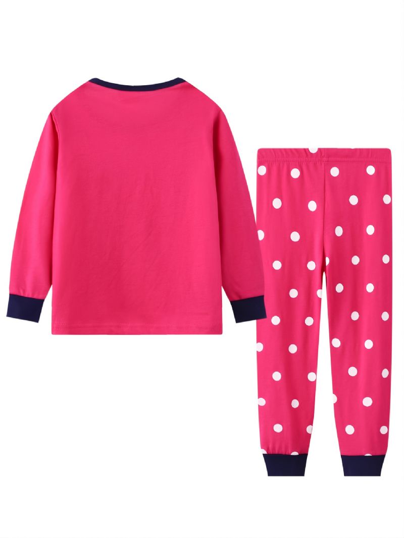 2st Småbarn Flickor Flamingotryck Bomull Sweatshirt Pyjamasset Med Rund Hals