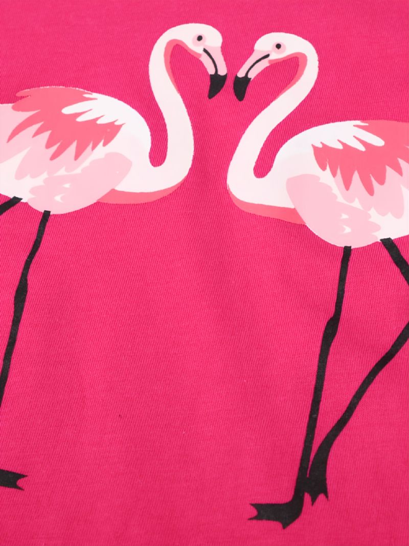 2st Småbarn Flickor Flamingotryck Bomull Sweatshirt Pyjamasset Med Rund Hals