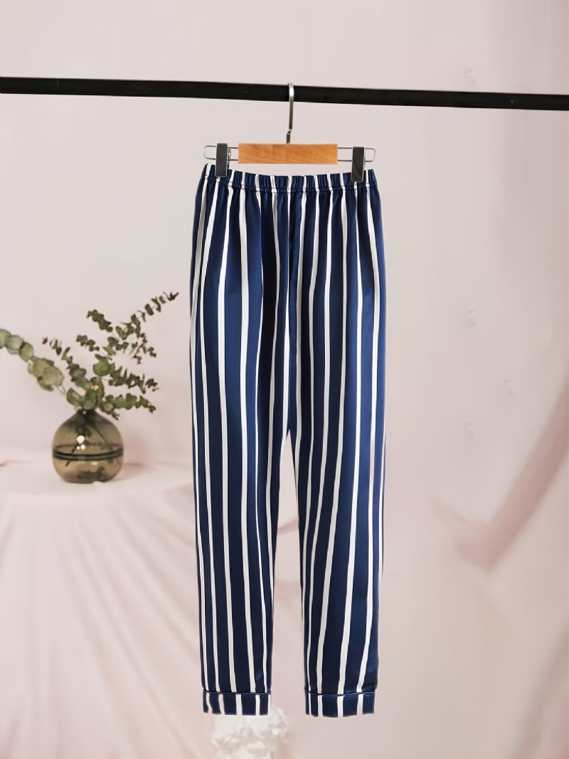 2st Småbarn Flickor Pj Set Barn Casual Blå Ribbad Krage Ärm Byxor Pyjamas Set