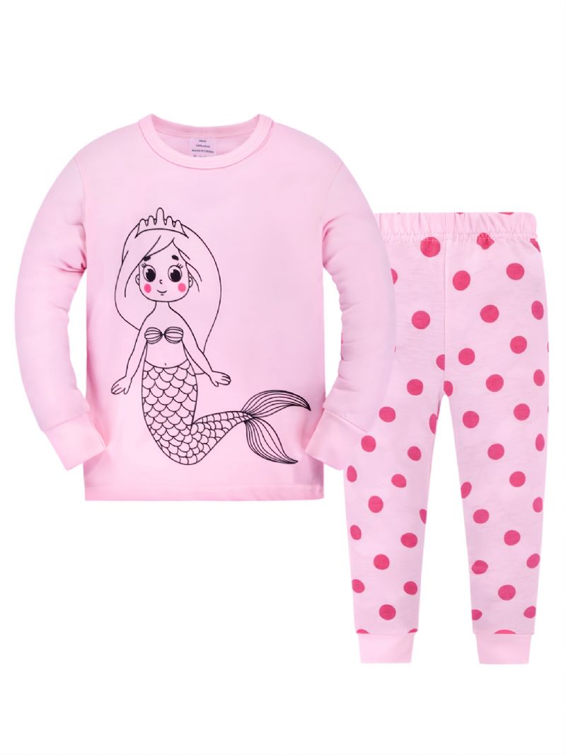 2st Småbarn Flickor Sjöjungfru Print Crew Neck Pyjamas Set