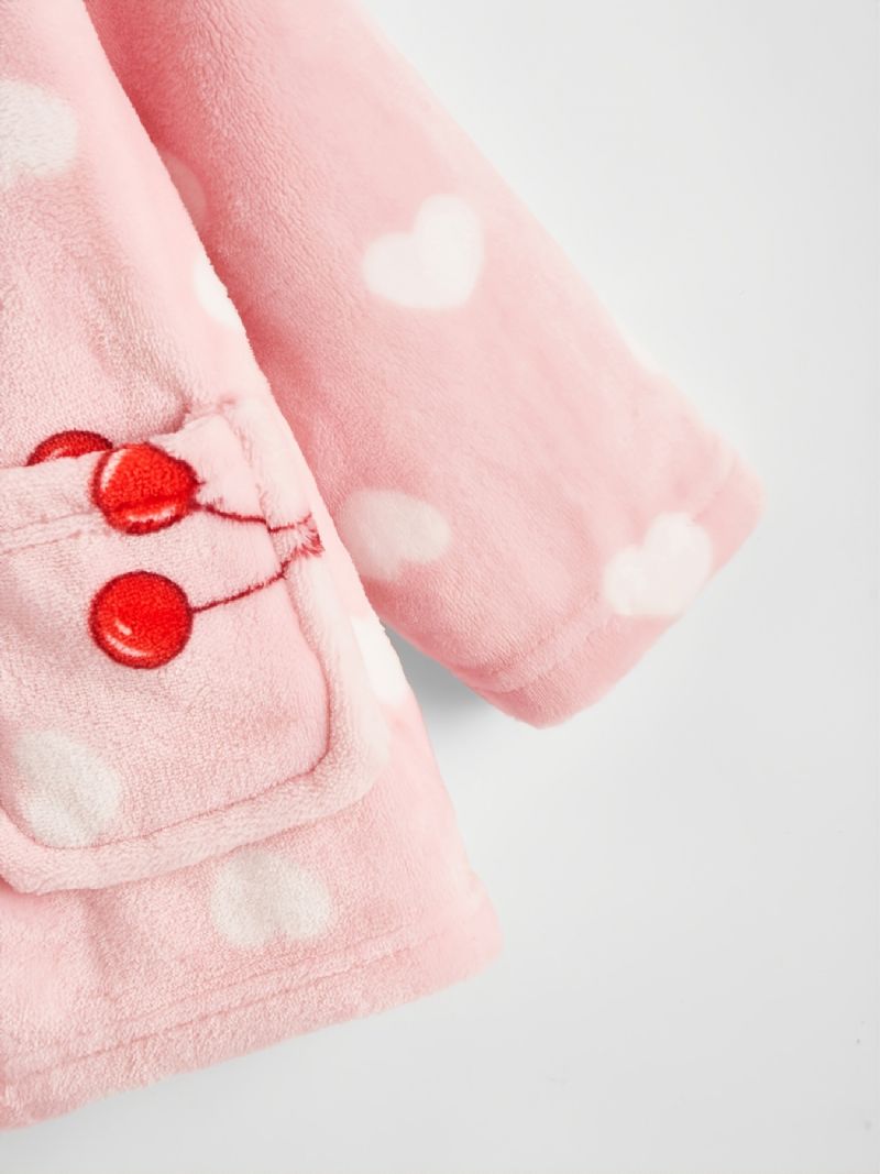 Barn Flickor Heart Cherry Flanell Pyjamas Sets Rosa