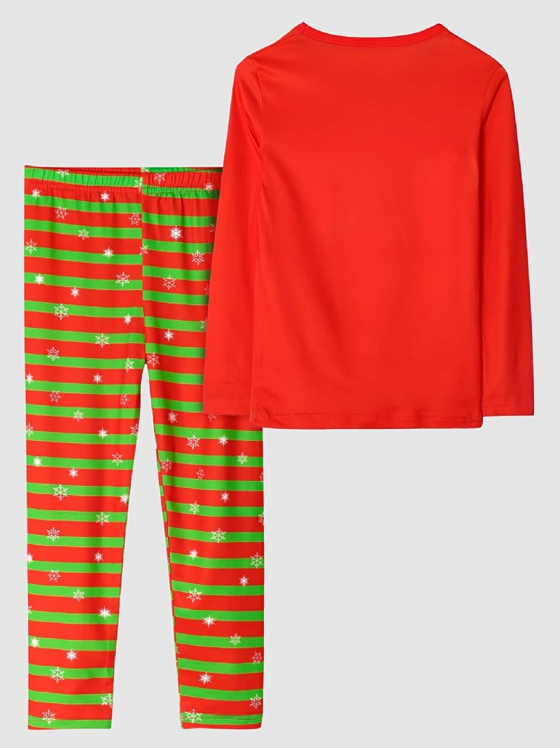 Barn Flickor Pyjamas Julgranstryck Enhörning Rundhalsad Långärmad Top & Stripe Byx Set