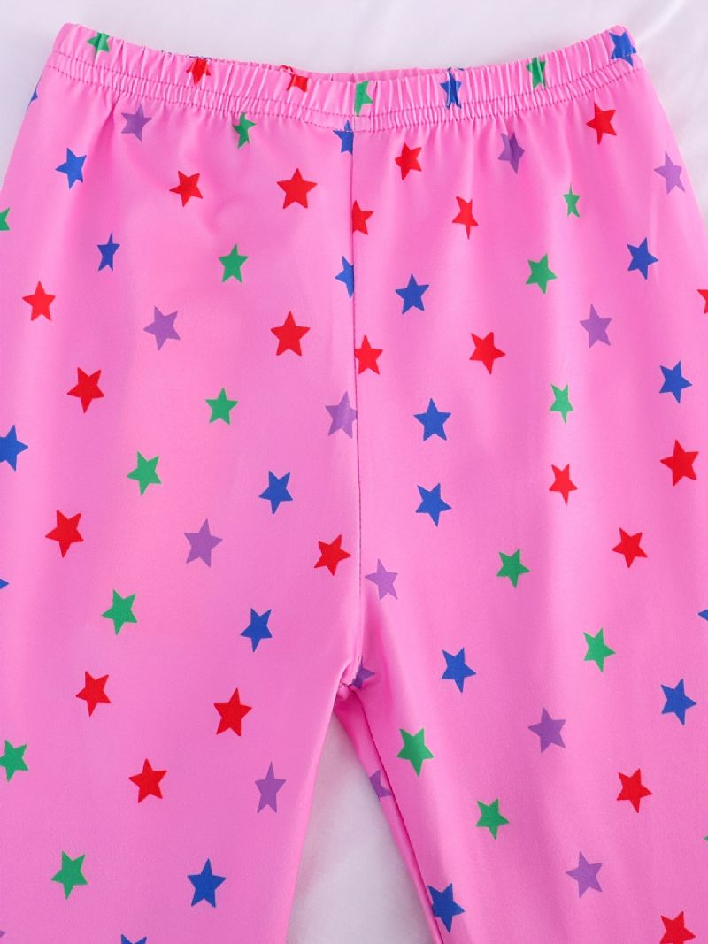 Barn Flickor Pyjamas Rosa Unicorn Print Rund Hals Långärmad Byxa Set