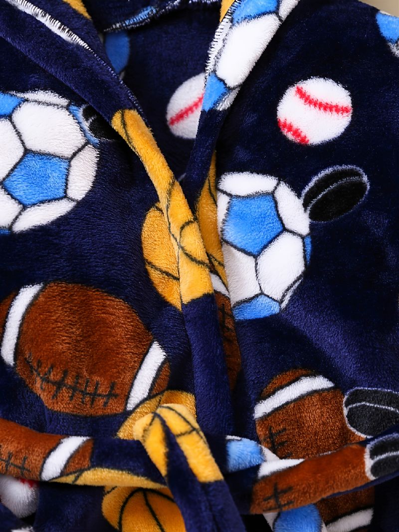 Barn Pojkar Flickor Casual Fotboll Baseball Print Fleece Lång Badrock För Vintern