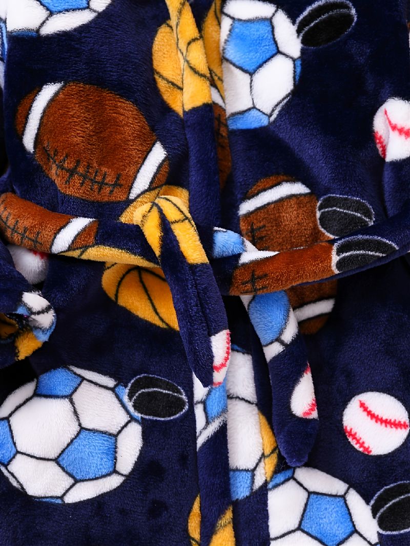 Barn Pojkar Flickor Casual Fotboll Baseball Print Fleece Lång Badrock För Vintern