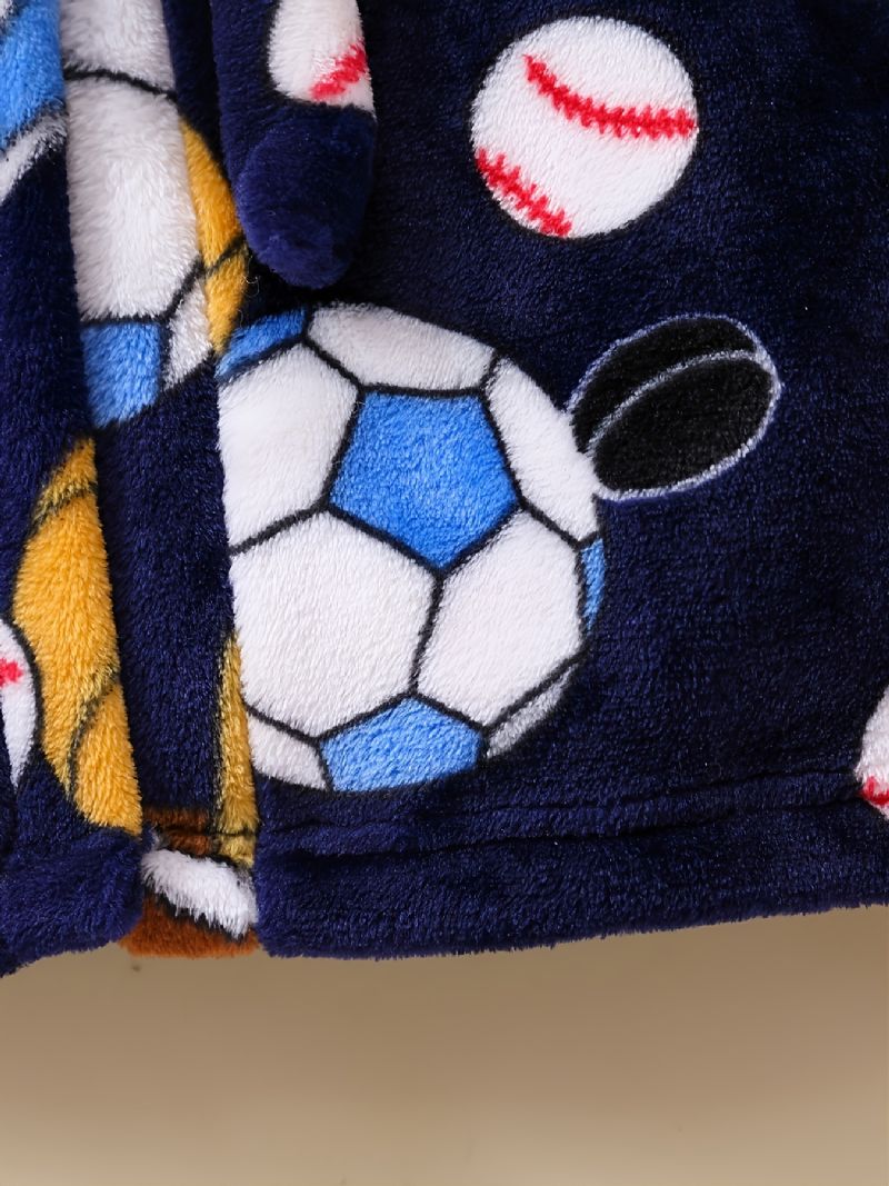 Barn Pojkar Flickor Casual Fotboll Baseball Print Fleece Lång Badrock För Vintern