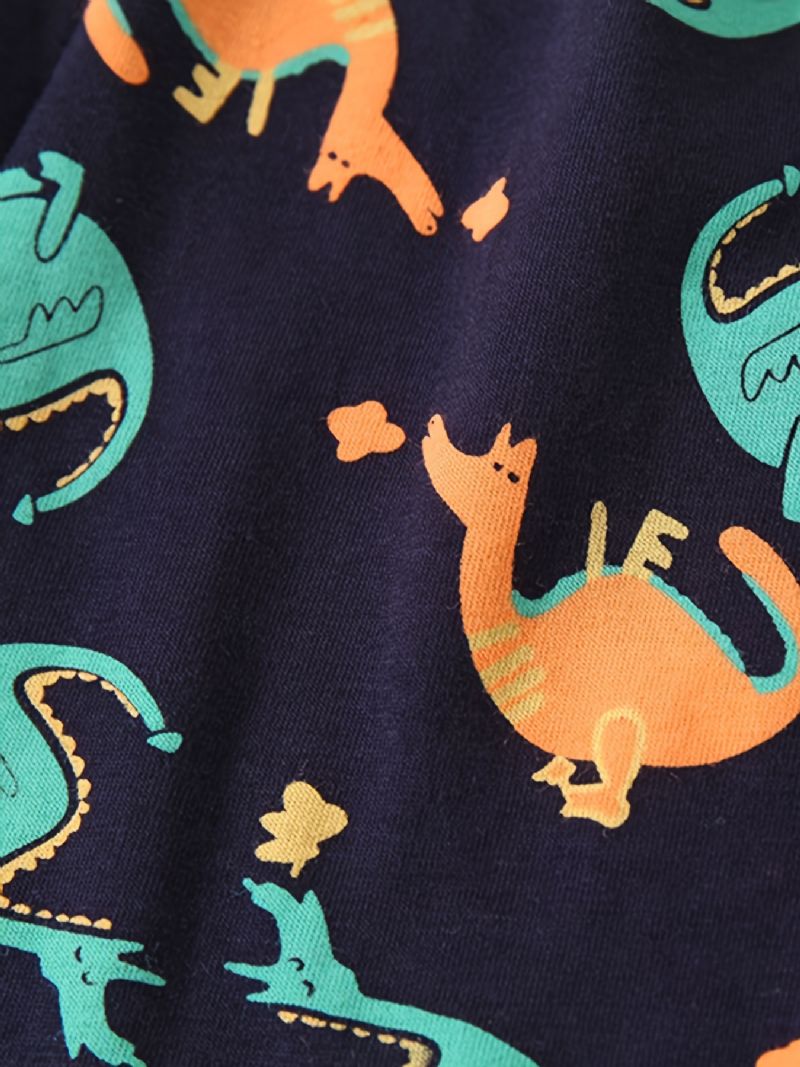 Barn Pojkar Pyjamas Tecknad Dinosaur Print Rundhalsad Långärmad Topp & Byxor Set