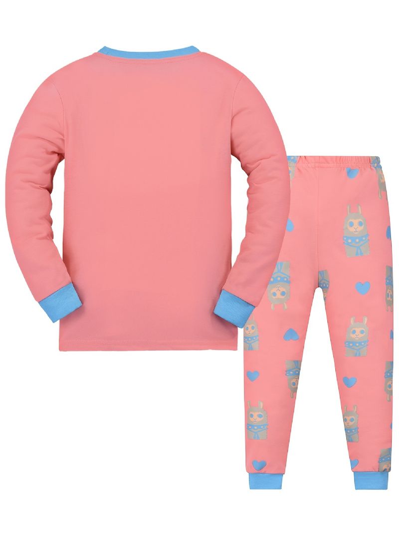 Bebis Barn Lounge Wear Hemkläder Alpaca Mönster Långärmad Topp & Matchande Byxa Set Pyjamas Set Barnkläder