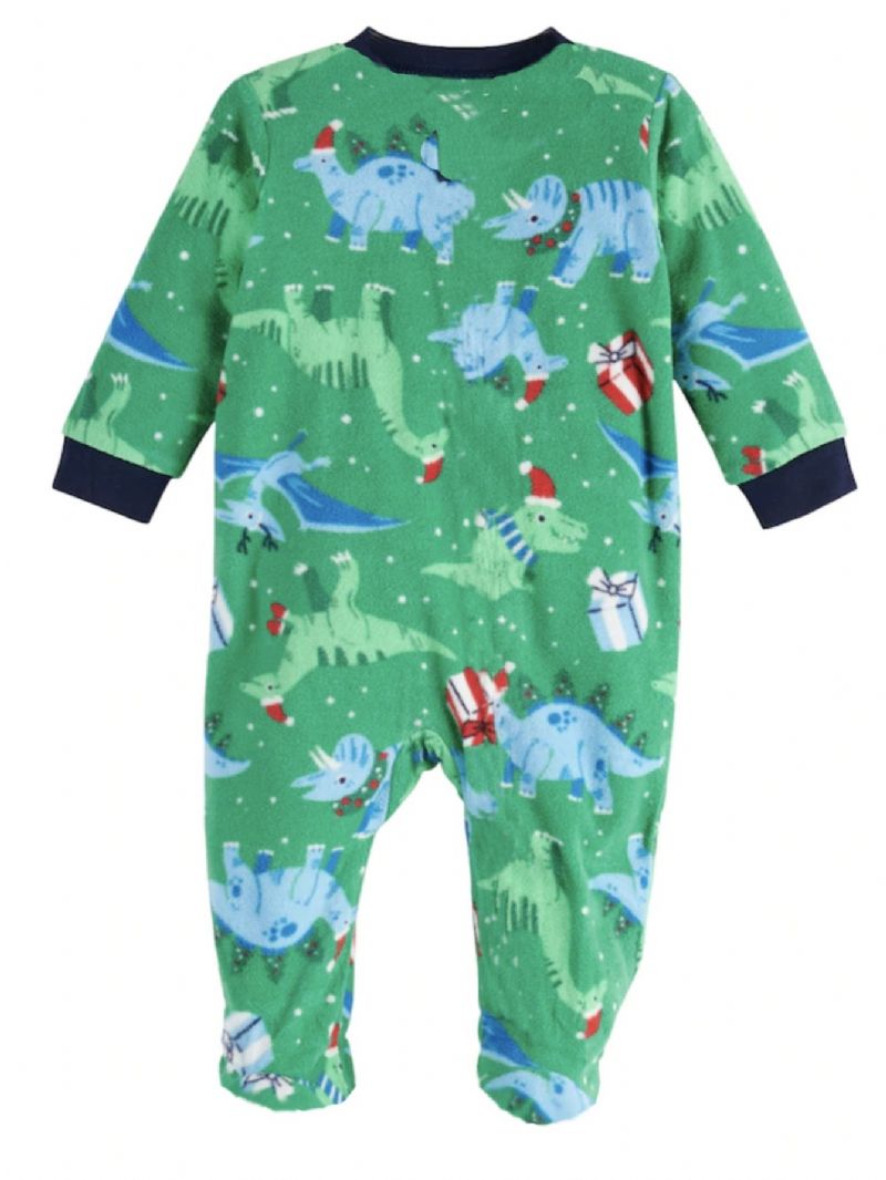 Bebis Flickor Crew Neck Söt Cartoon Dinosaur Pyjamas Set Christmas Set