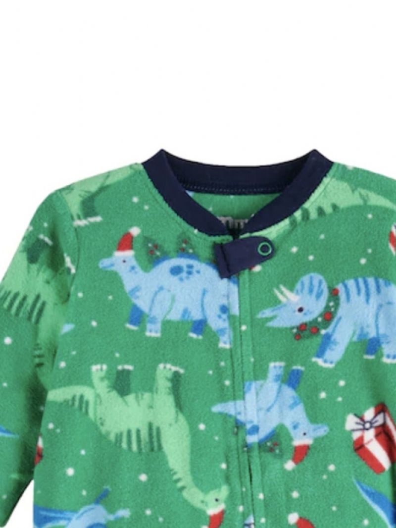 Bebis Flickor Crew Neck Söt Cartoon Dinosaur Pyjamas Set Christmas Set