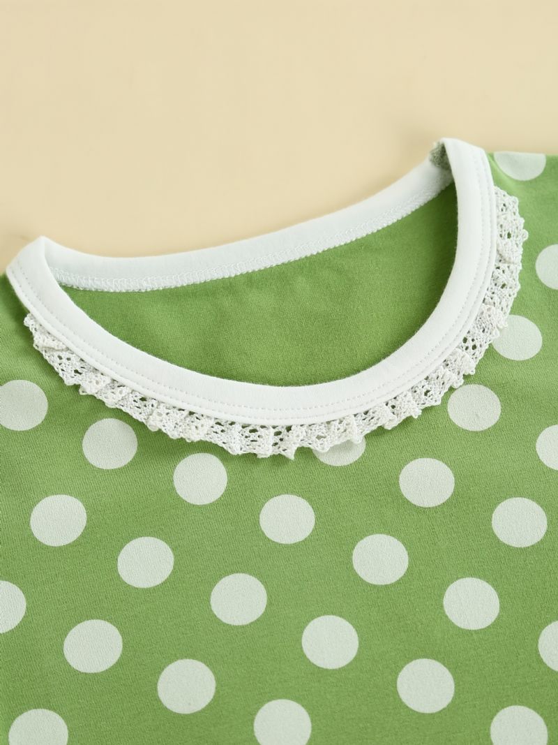 Bebis Flickor Pyjamas Familjeoutfit Polka Dots Rund Neck Långärmad Topp & Byxa Set Barnkläder