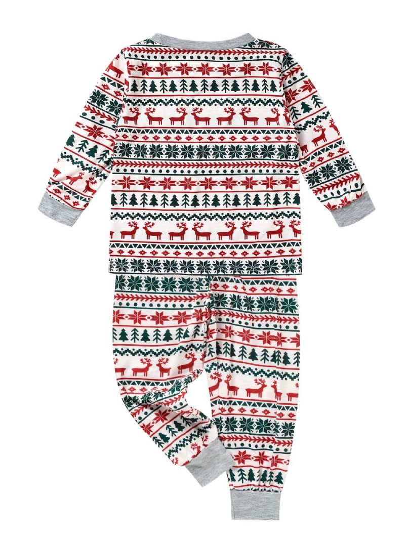 Bebis Julpyjamas Familjeoutfit Julälg Julgranstryck Topp Och Byxor Med Rund Hals Pojkar Flickor Barnkläder