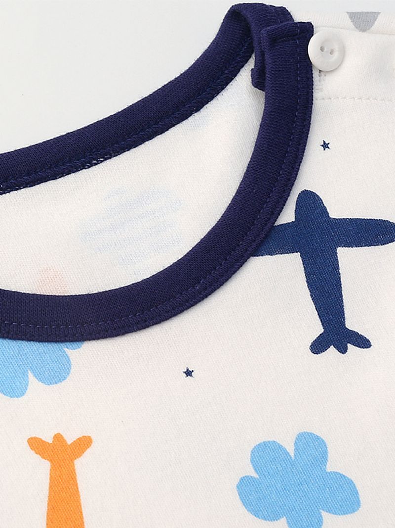 Bebis Pojkar Cartoon Airplane Printed Pyjamas Set Vit