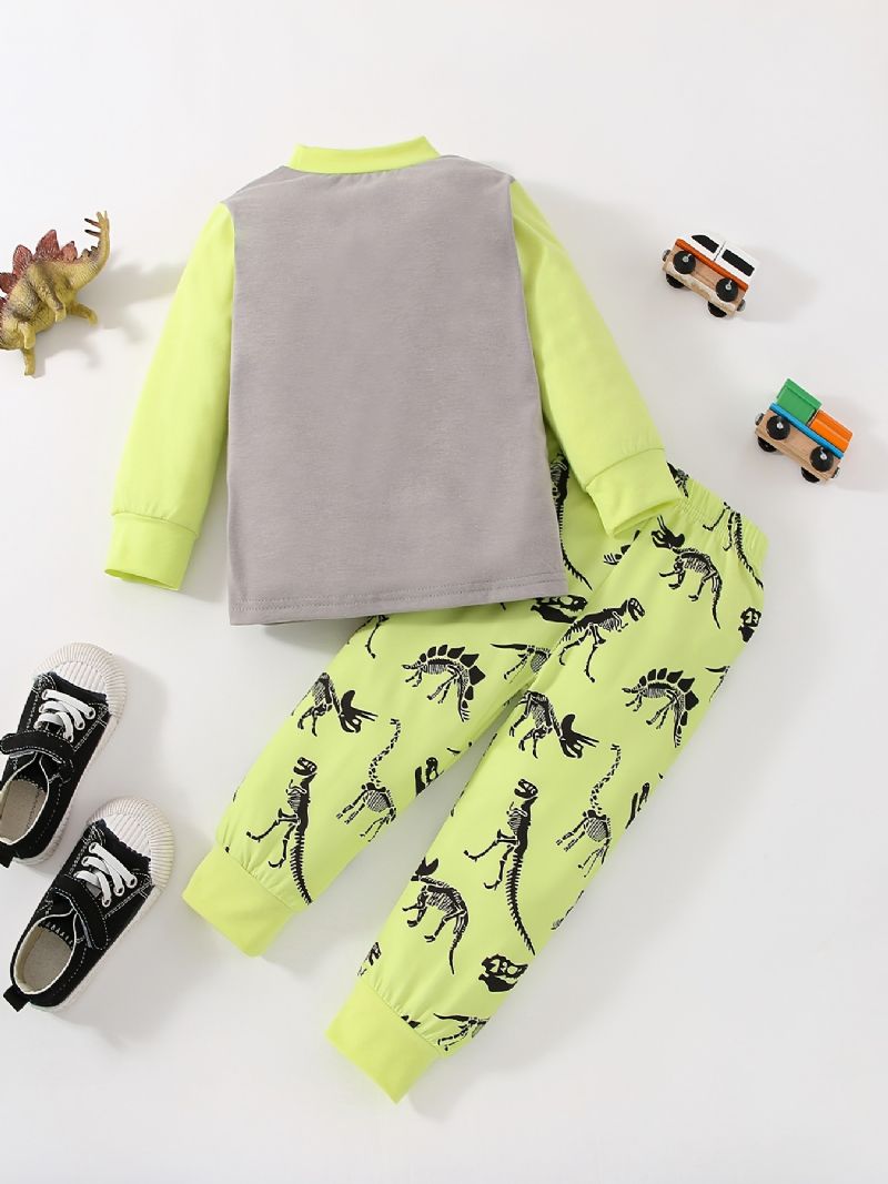 Bebis Pojkar Pyjamas Dinosaur Print Rundhalsad Långärmad Topp & Byxor Set