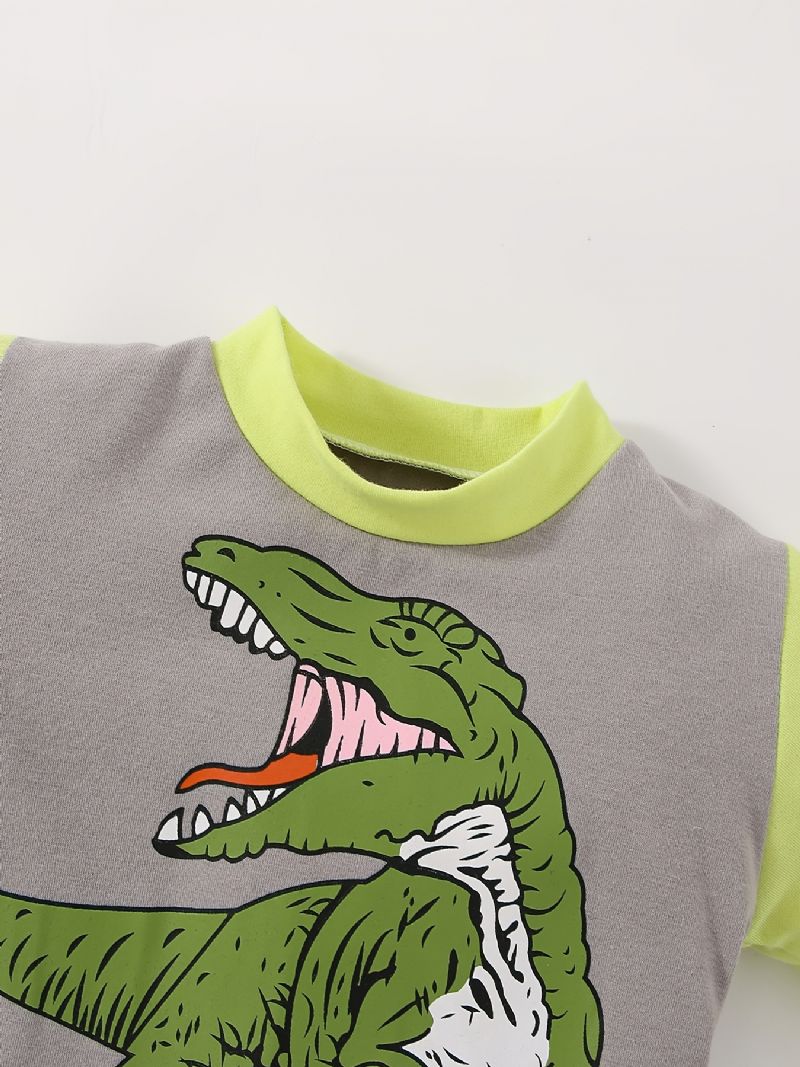 Bebis Pojkar Pyjamas Dinosaur Print Rundhalsad Långärmad Topp & Byxor Set