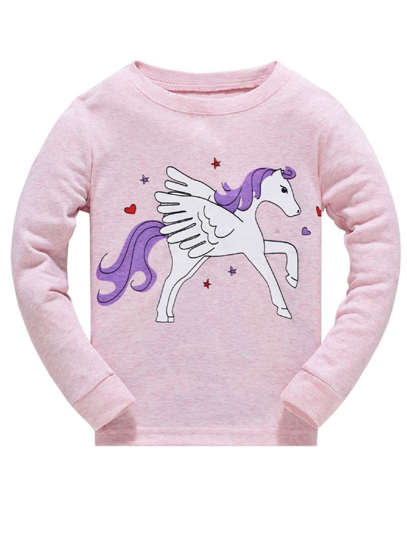 Flickor Cartoon Unicorn Tryckta Pyjamas Set