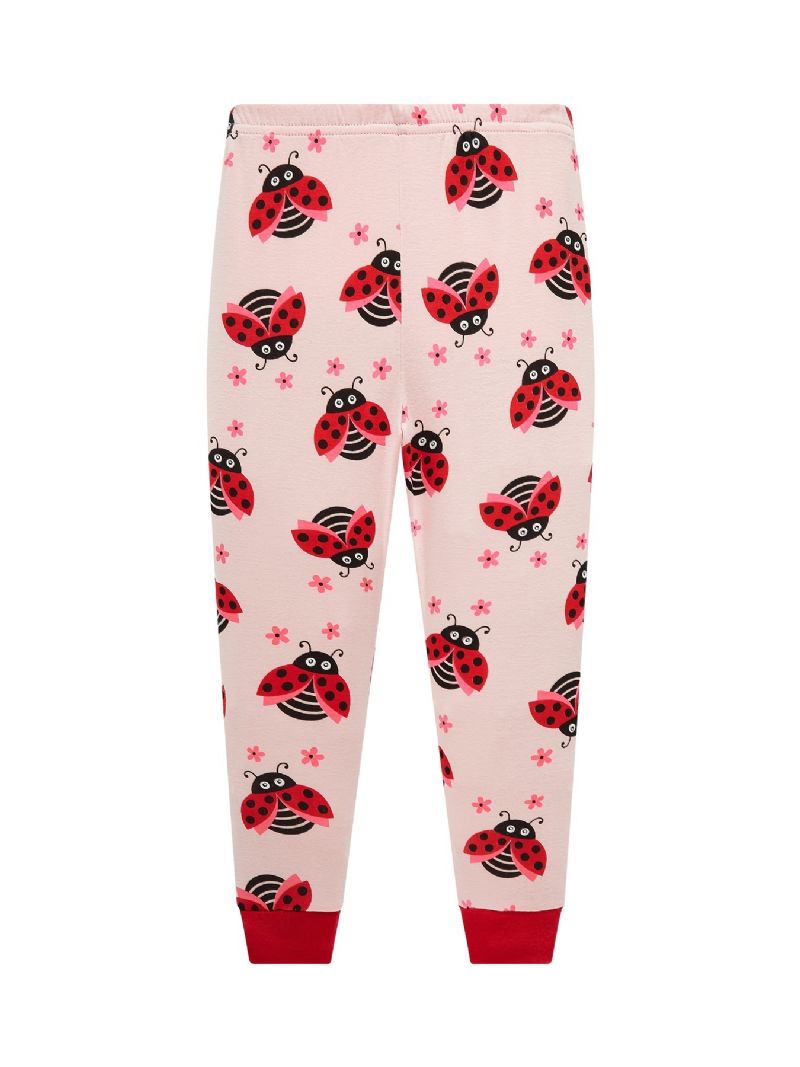 Flickor Casual Bee & Ladybug Print Pyjamas Set Med Toppar Och Byxor Barnkläder För Hemmet