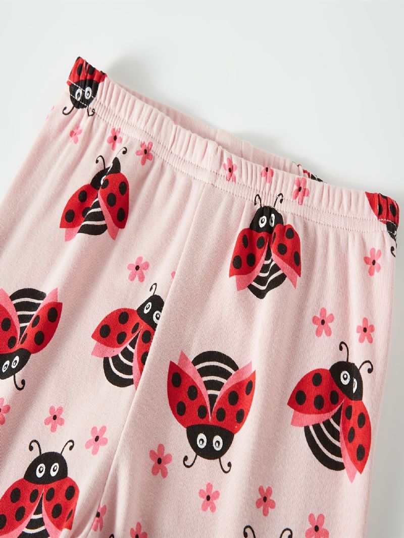 Flickor Casual Bee & Ladybug Print Pyjamas Set Med Toppar Och Byxor Barnkläder För Hemmet