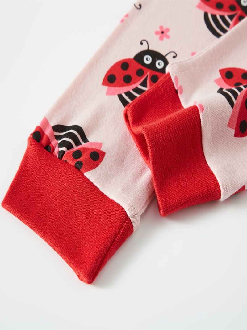 Flickor Casual Bee & Ladybug Print Pyjamas Set Med Toppar Och Byxor Barnkläder För Hemmet