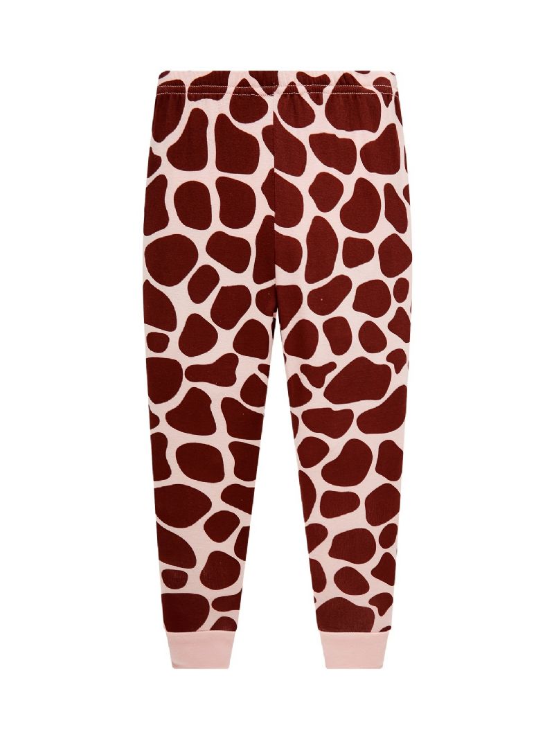 Flickor Casual Giraffe Print Pyjamas Set Med Toppar & Byxor Barnkläder För Hemmet