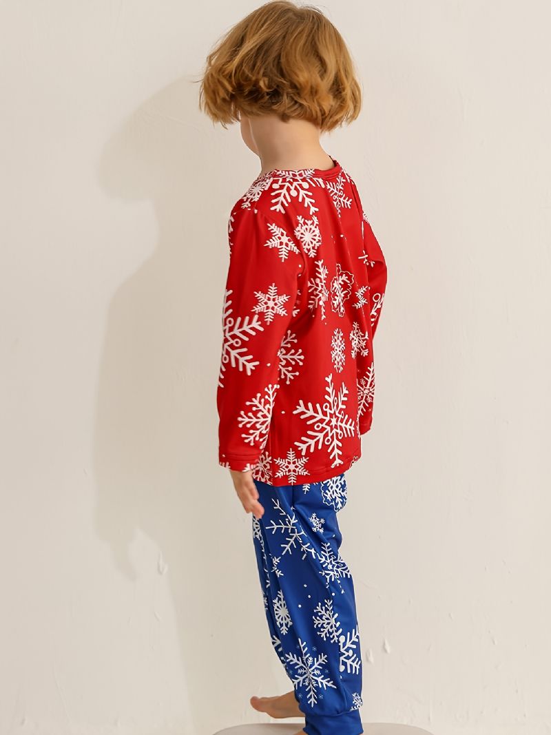 Flickor Christmas Snowflake Print Rund Neck Långärmad Top & Byx Set Pyjamas