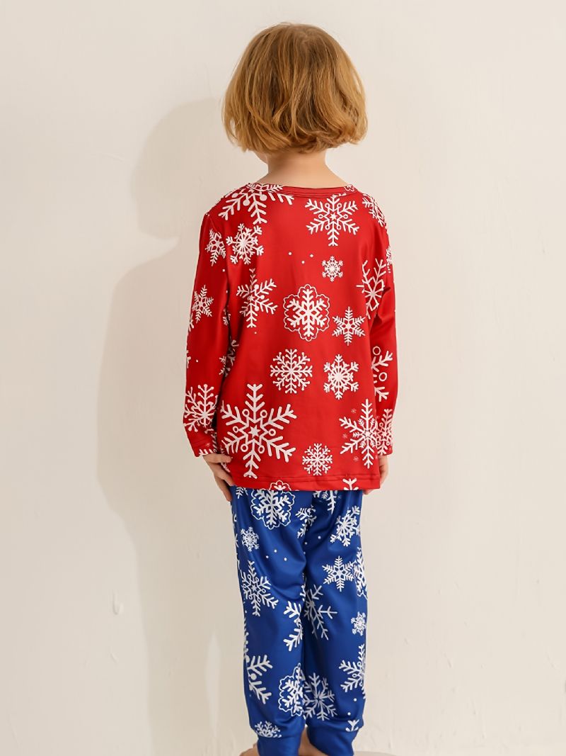 Flickor Christmas Snowflake Print Rund Neck Långärmad Top & Byx Set Pyjamas