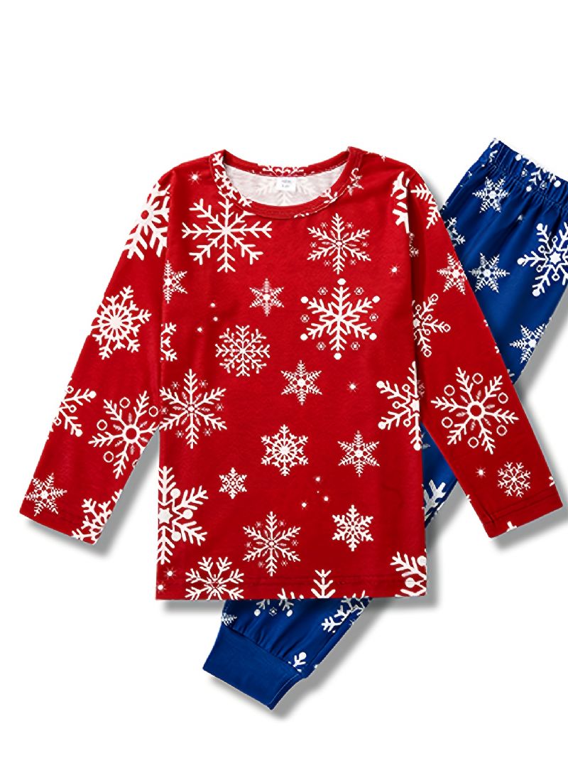 Flickor Christmas Snowflake Print Rund Neck Långärmad Top & Byx Set Pyjamas