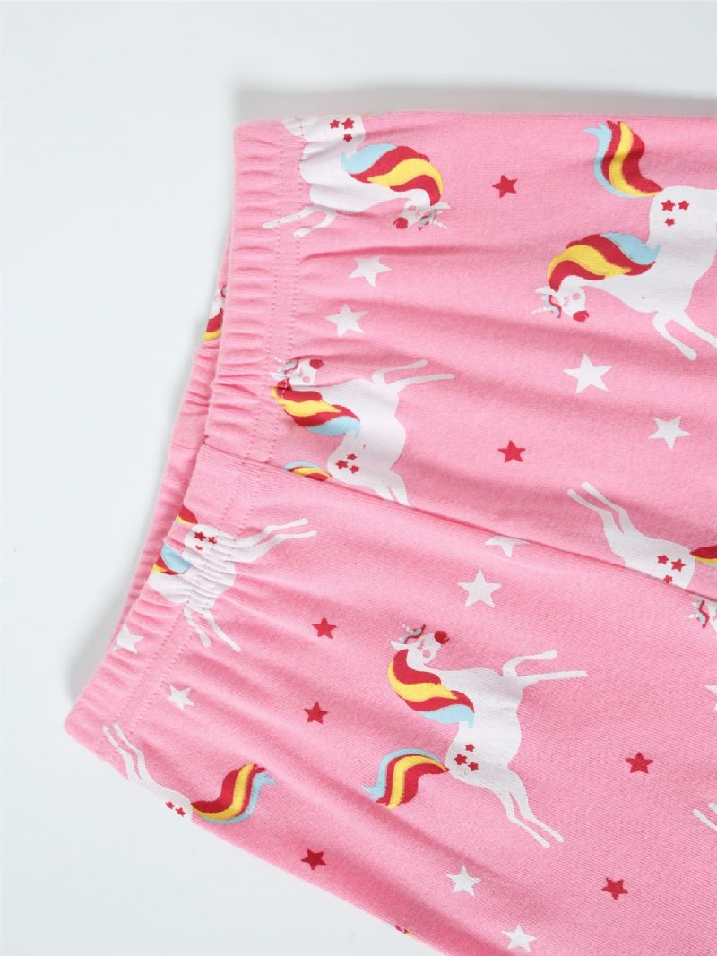 Flickor Color Unicorn Cartoon Animal Long Sleeve Pyjamas Set