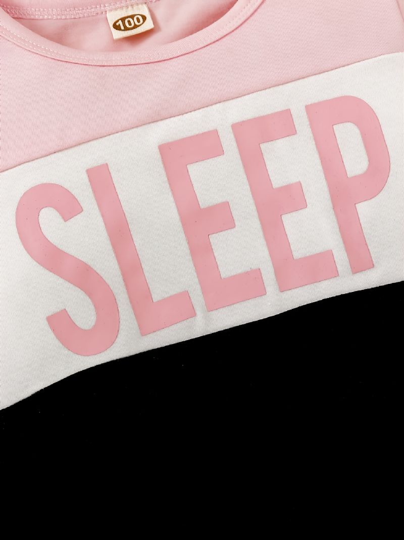 Flickor Med Crewneck Sleep Colorblock Långärmad Pyjamasset