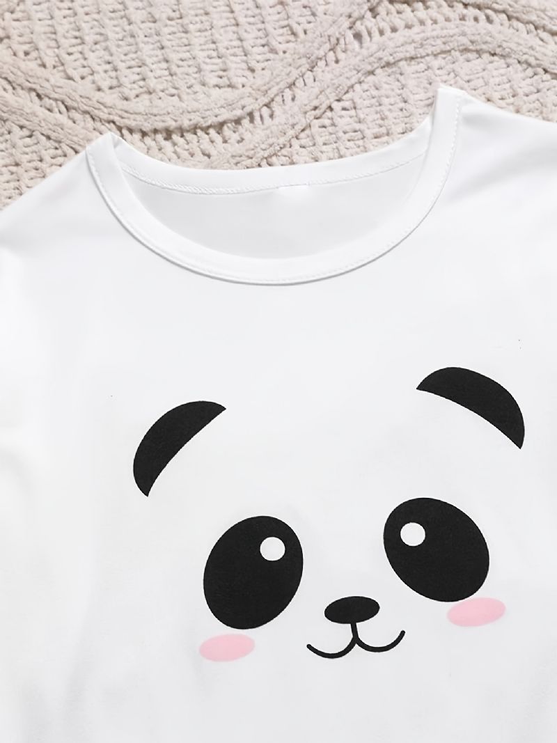 Flickor Panda Print Långärmad Topp + Byxor Pyjamas Set Barnkläder