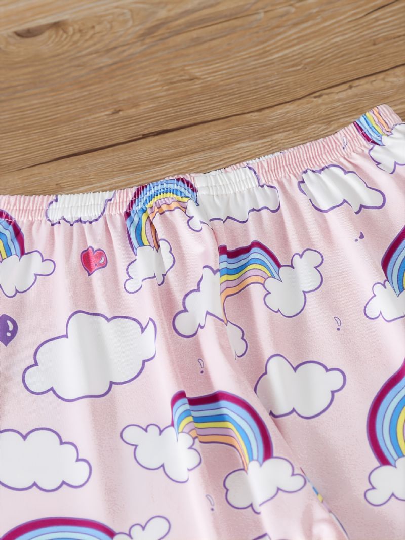 Flickor Rainbow Cloud Printed Vest & Eye Mask & Sleepwear Byxor Shorts Pyjamas Set