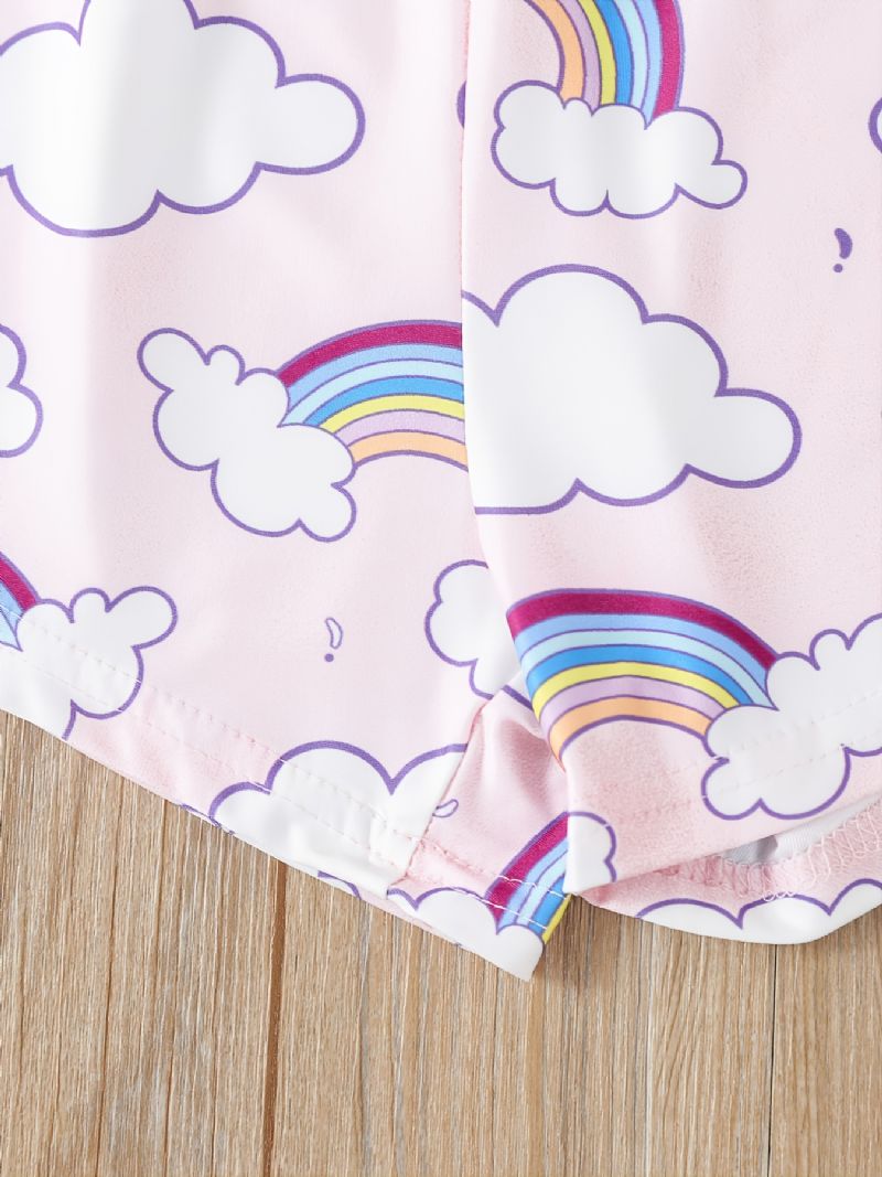 Flickor Rainbow Cloud Printed Vest & Eye Mask & Sleepwear Byxor Shorts Pyjamas Set