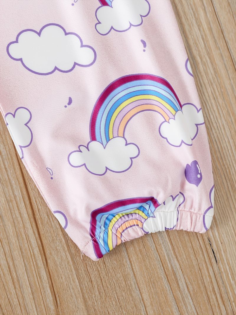 Flickor Rainbow Cloud Printed Vest & Eye Mask & Sleepwear Byxor Shorts Pyjamas Set