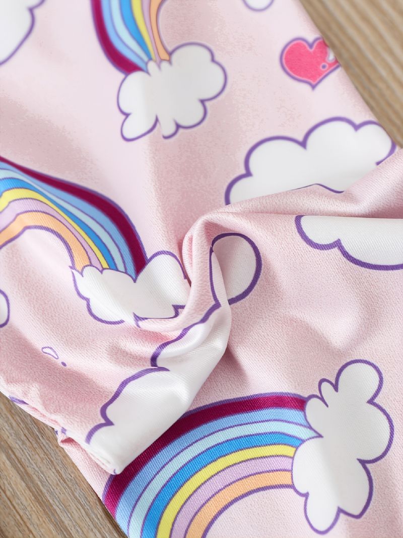 Flickor Rainbow Cloud Printed Vest & Eye Mask & Sleepwear Byxor Shorts Pyjamas Set