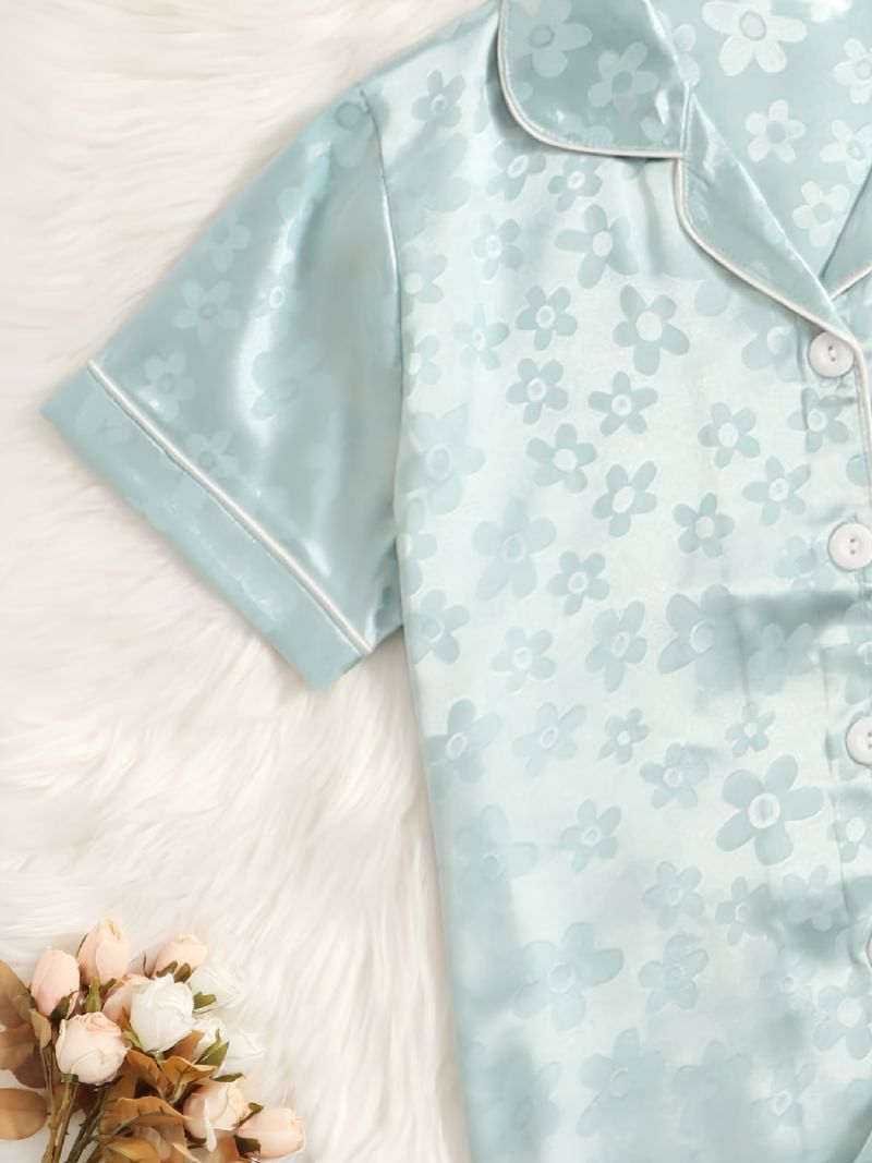 Flickor Satin Pyjamas Set Kortärmad Pj Set