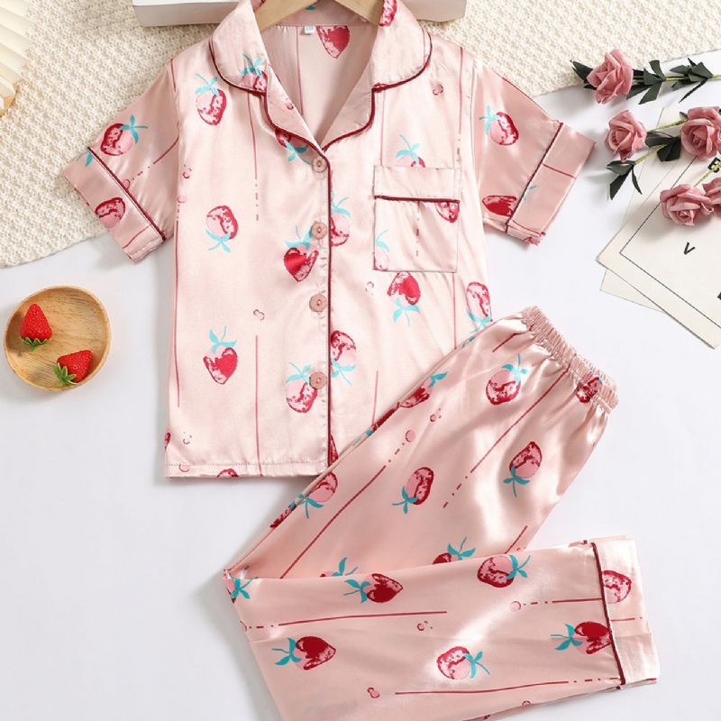 Flickor Strawberry Kortärmad Byxa Loungewear