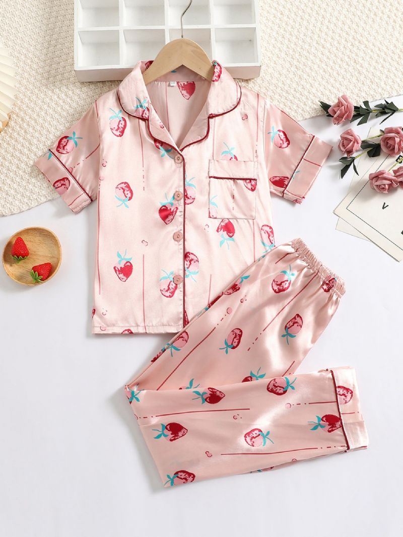 Flickor Strawberry Kortärmad Byxa Loungewear