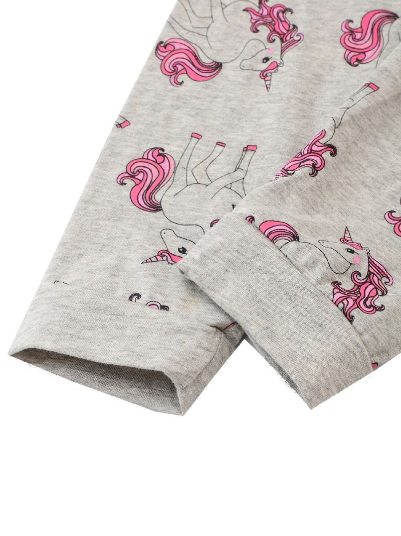 Flickor Tecknat Print Pyjamas Långärmade Byxor Set