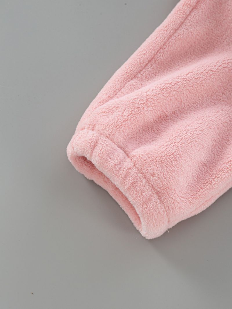 Höst Vinter Flickor Modeabla Rosa Varm Hood Pyjamas I Ett Stycke