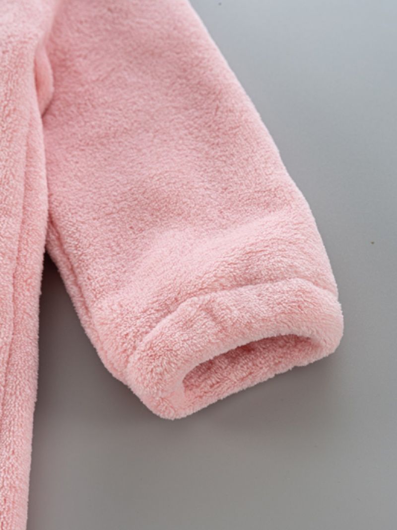 Höst Vinter Flickor Modeabla Rosa Varm Hood Pyjamas I Ett Stycke