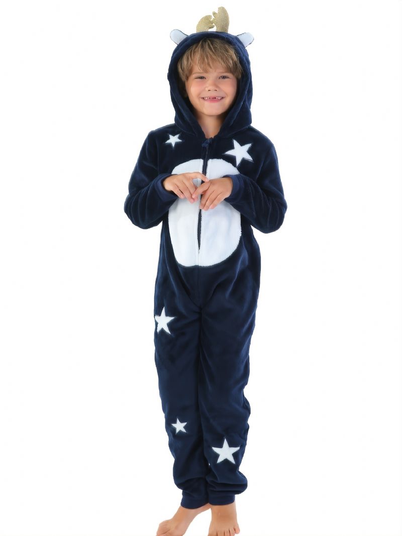 Höst Vinter Nya Barn Christmas Party Hooded One Piece Pyjamas