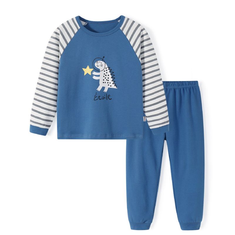 Höstvinter Nya Pojkar Casual Pyjamasset Med Rund Hals