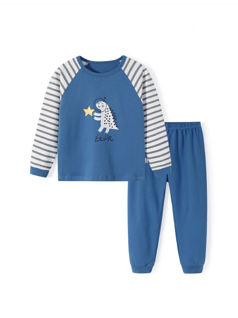 Höstvinter Nya Pojkar Casual Pyjamasset Med Rund Hals