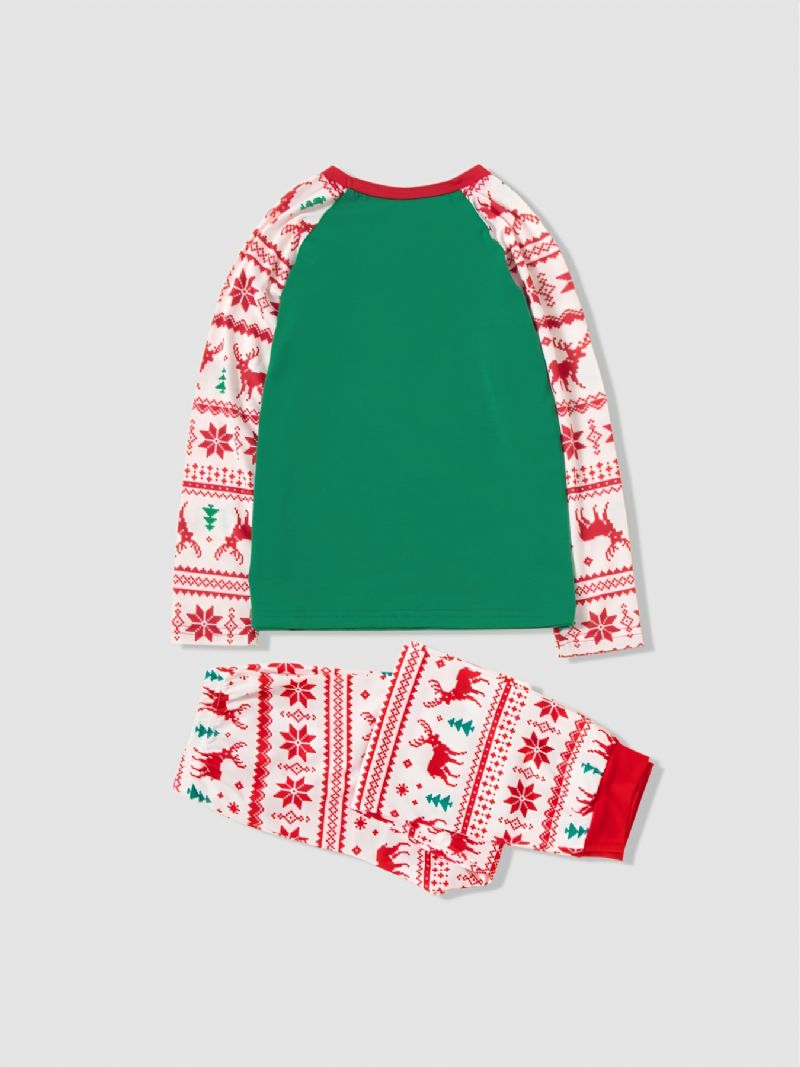 Jul Förälder-barn Bokstäver Blommönster Casual Crew Neck Långärmad Pyjamas Set