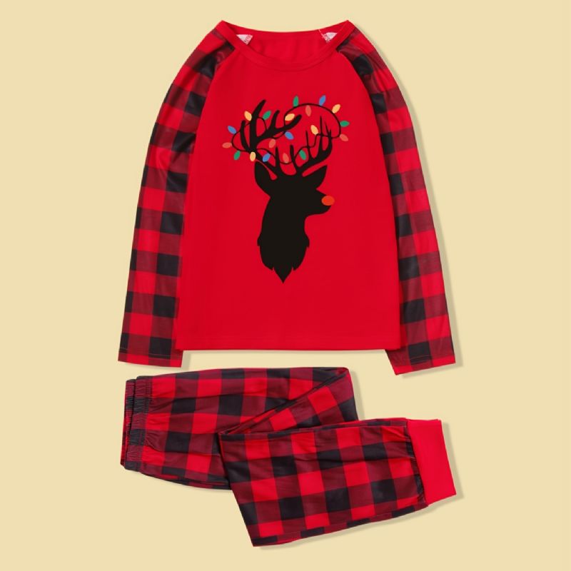 Jul Förälder-barn Casual Santa Älg Print Pyjamas Set