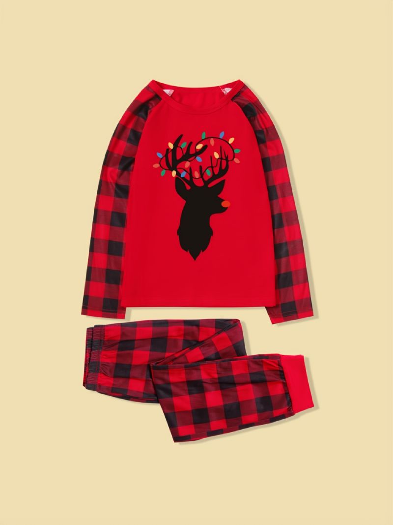 Jul Förälder-barn Casual Santa Älg Print Pyjamas Set