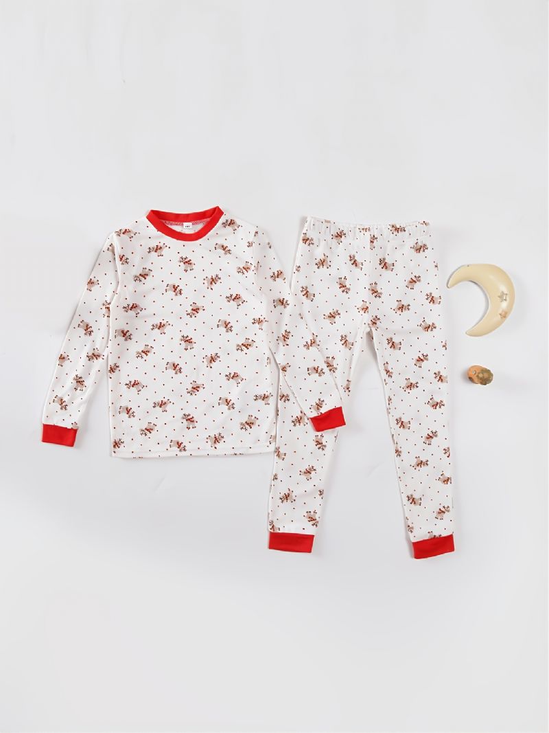 Jul Söt Tecknad Älg Tryckta Pyjamas Set