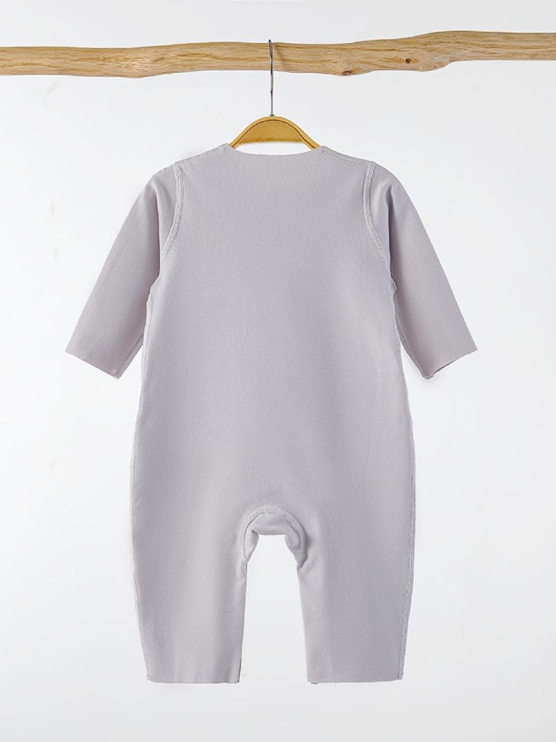 Newborn Bebis Romper Pyjamas Bear Print Enfärgad Jumpsuit Underkläder För Pojkar Flickor