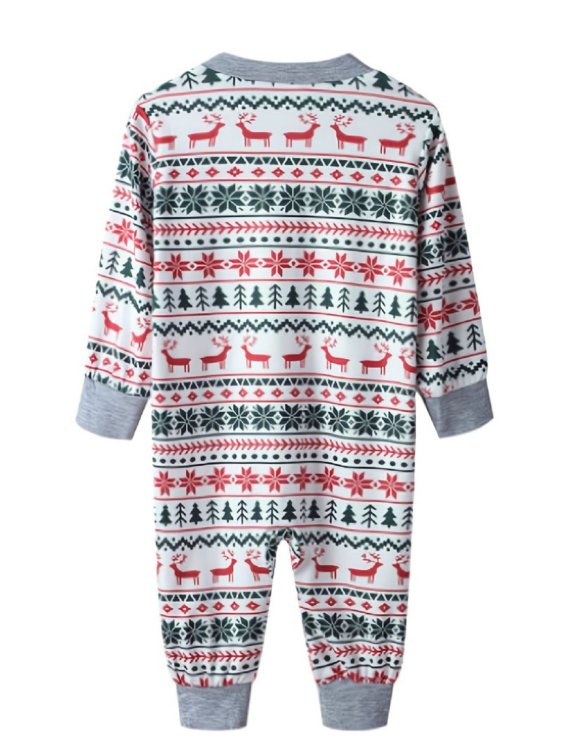 Nyfött Spädbarn Bebis Julbyxa Pyjamas Familjedräkt Jul Älg Julgranstryck Crew Neck Jumpsuit Pojkar Flickor Barnkläder