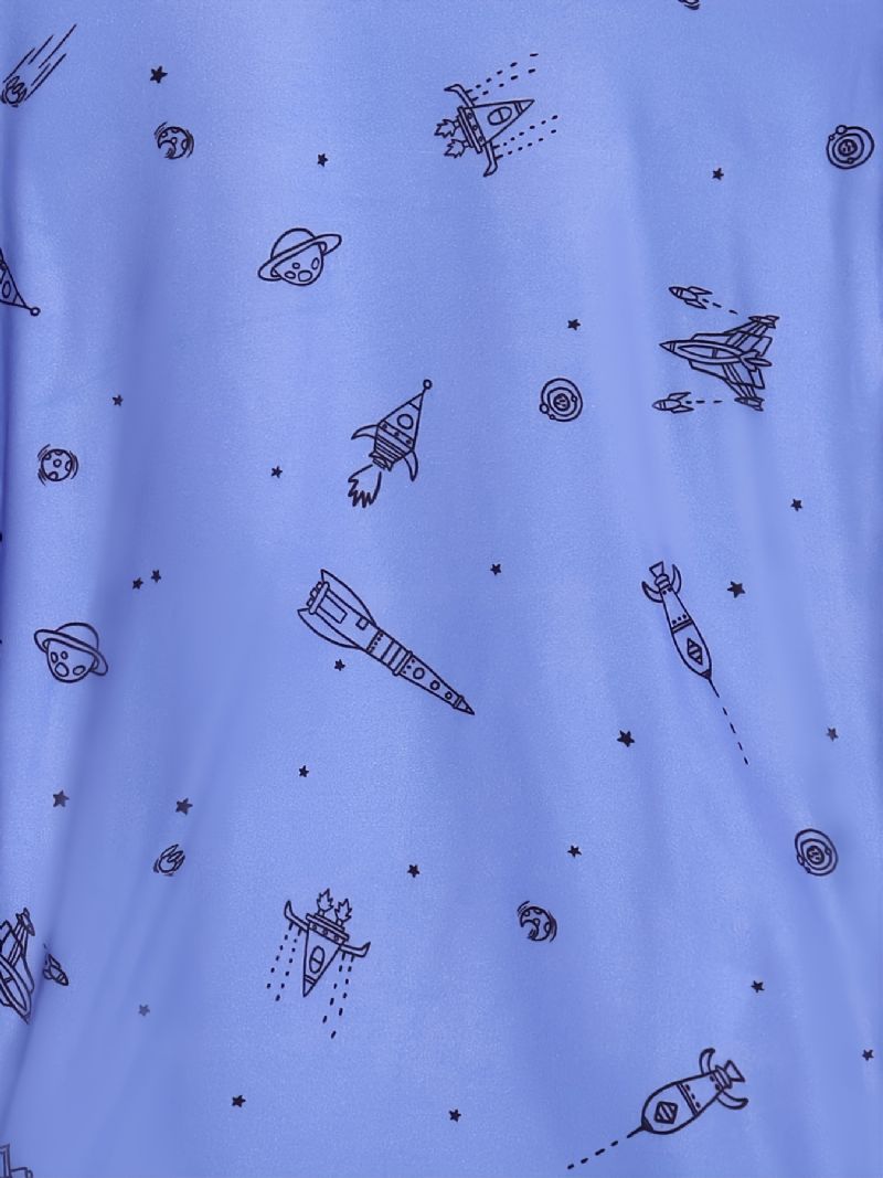 Pojkar Blue Airplane Raket Print Pyjamas Set